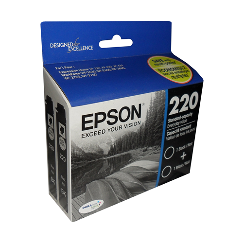 T220120D2 Epson 220 Durabrite Ultra Black Dual Pack Original Ink Cartridge