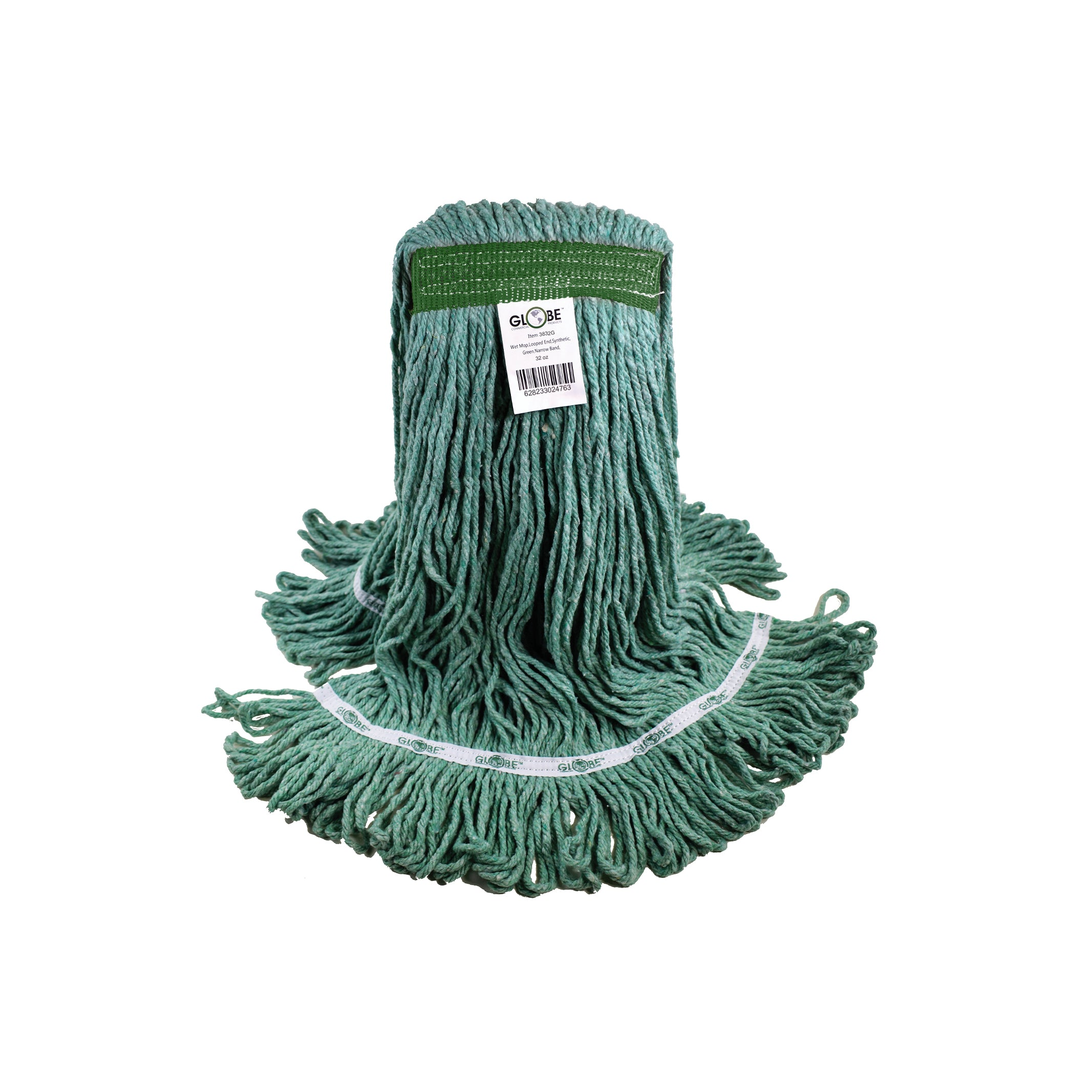 Syn-Pro® Synthetic Looped End Wet Mop Narrow Band Green 32oz Bagged